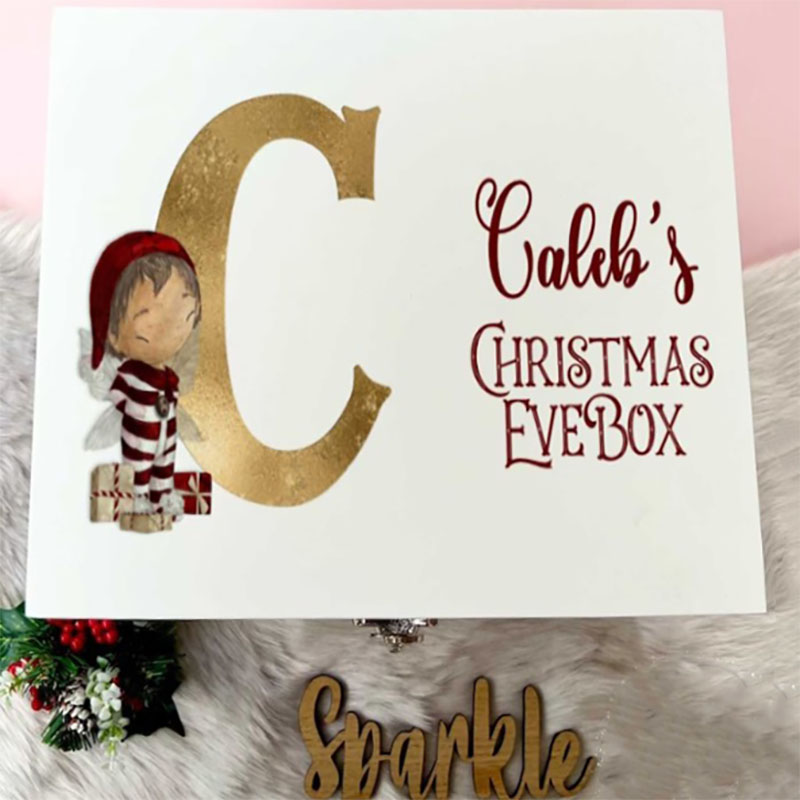 Luxury Personalised Wooden Box Traditional Gifts Elf Initial