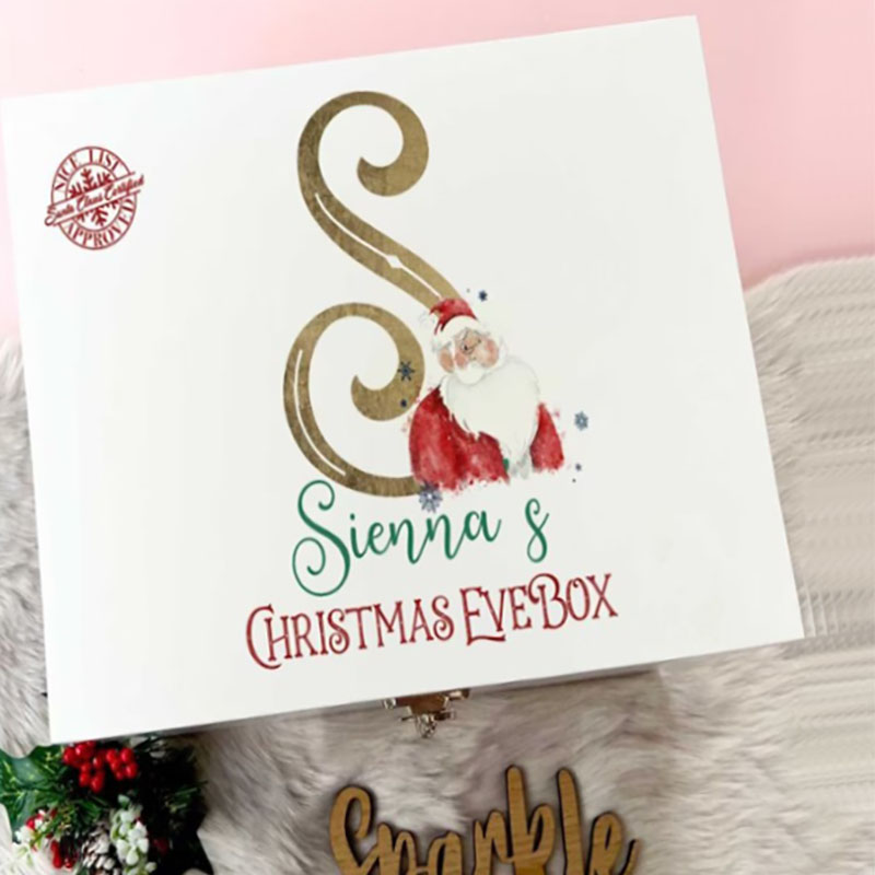 Luxury Personalised Wooden Box Traditional Gifts Elf Initial