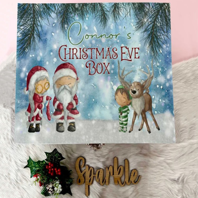 Santa Luxury Personalised Wooden Box Traditional Gifts Elf