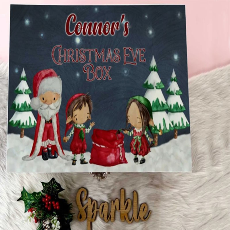 Santa Luxury Personalised Wooden Box Traditional Gifts Elf 