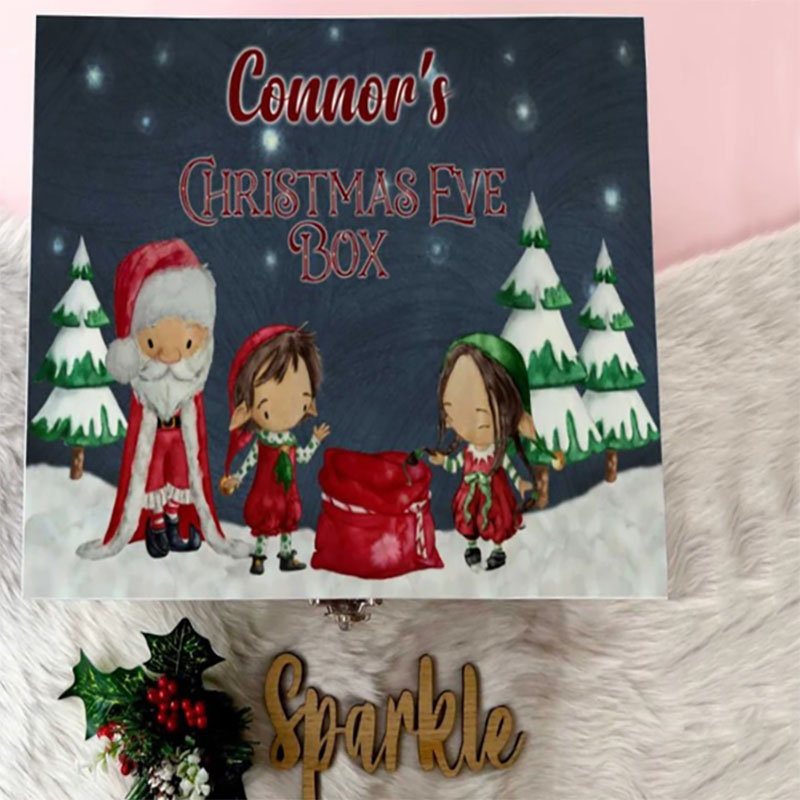 Santa Luxury Personalised Wooden Box Traditional Gifts Elf