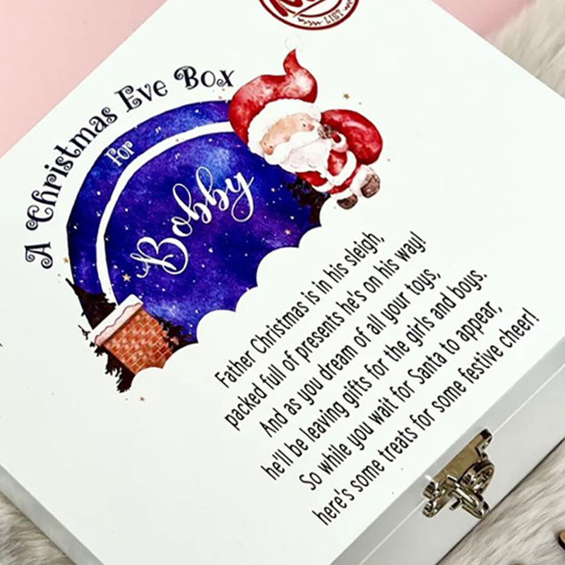 Christmas Night Suprise Santa Luxury Personalised Wooden Box Traditional Gifts
