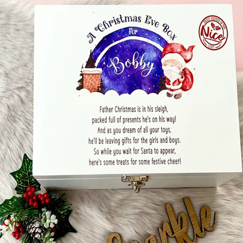 Christmas Night Suprise Santa Luxury Personalised Wooden Box Traditional Gifts