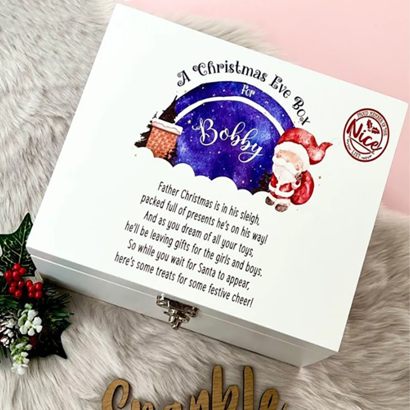 Christmas Night Suprise Santa Luxury Personalised Wooden Box Traditional Gifts