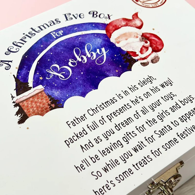 Christmas Night Suprise Santa Luxury Personalised Wooden Box Traditional Gifts
