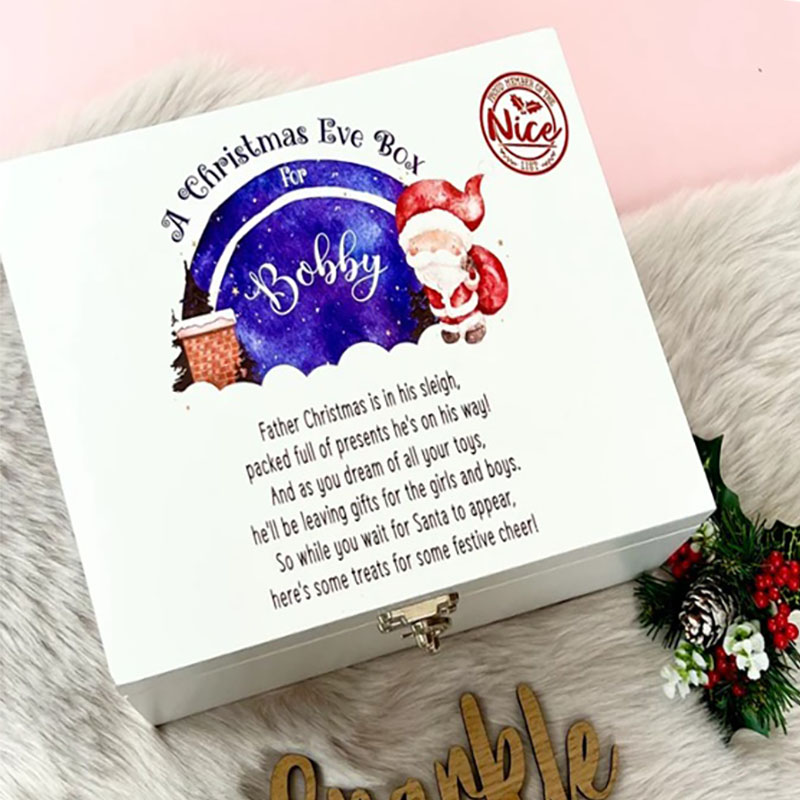 Christmas Night Suprise Santa Luxury Personalised Wooden Box Traditional Gifts