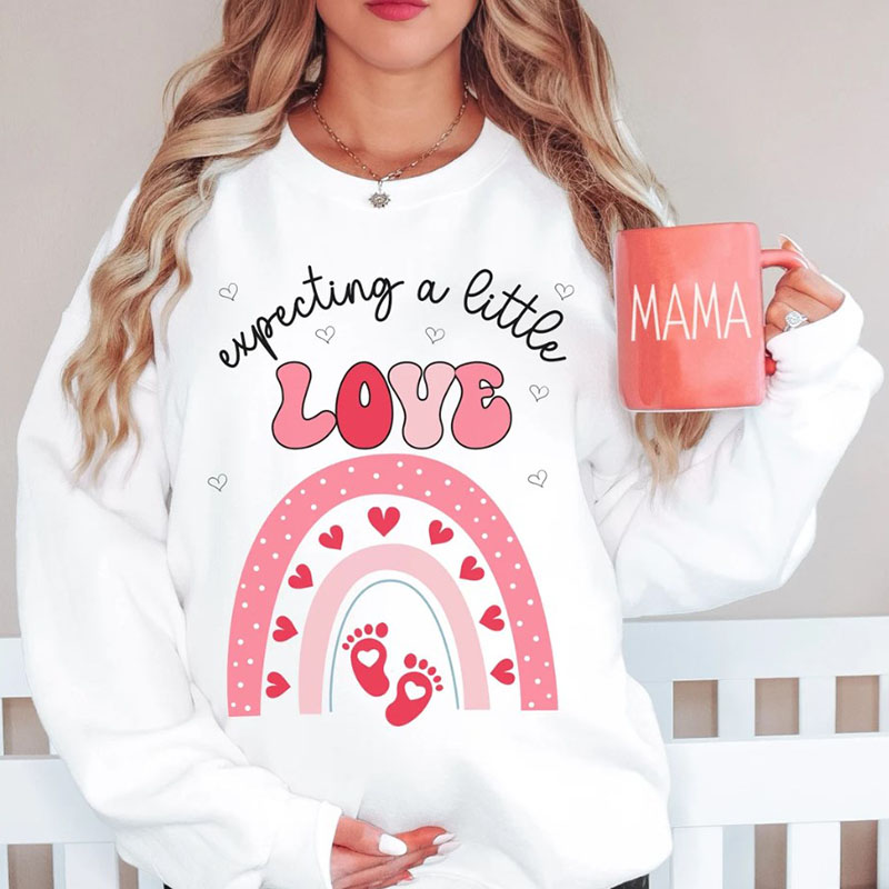Valentines Day Pregnancy Announcement Mama est 2024 Crewneck Sweatshirt