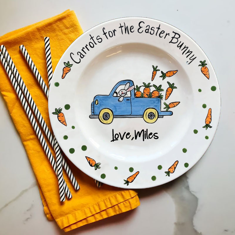 Carrots for Easter Bunny Plate Truck Design Plate & Mug Easter Gift 