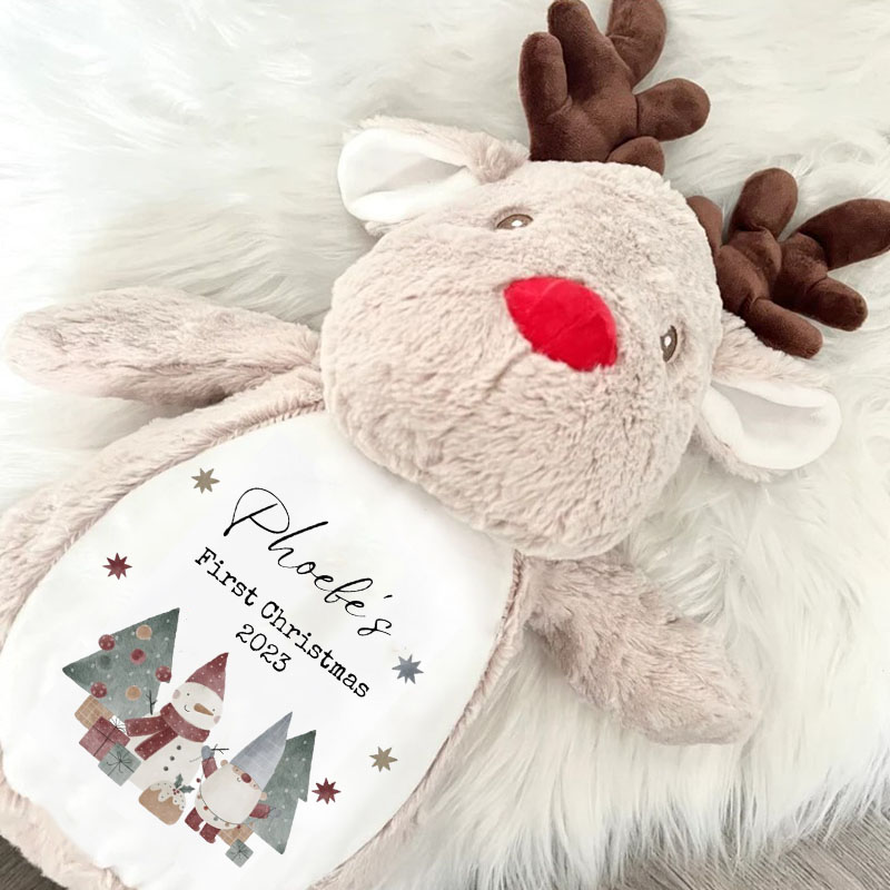 Personalised Christmas Eve Snowman Gifts Soft Reindeer Toy Gift