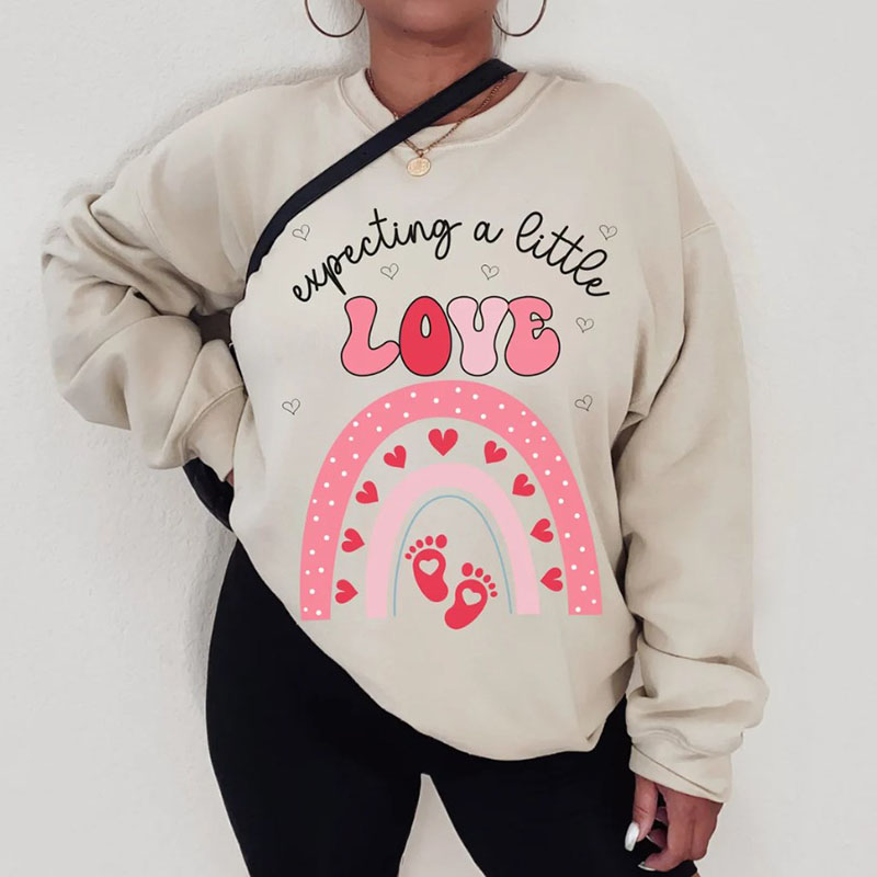 Valentines Day Pregnancy Announcement Mama est 2024 Crewneck Sweatshirt