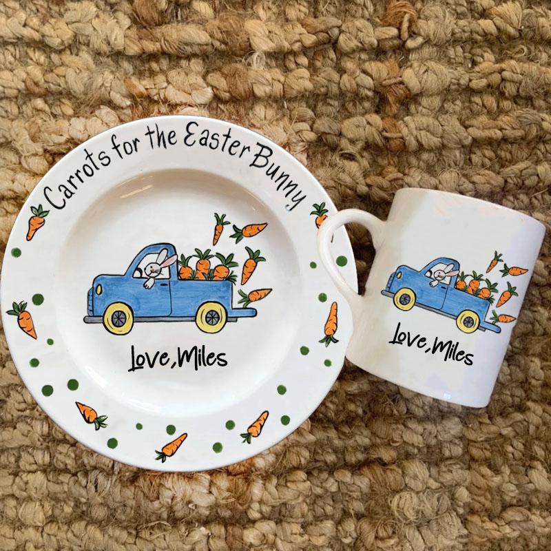 Carrots for Easter Bunny Plate Truck Design Plate & Mug Easter Gift 