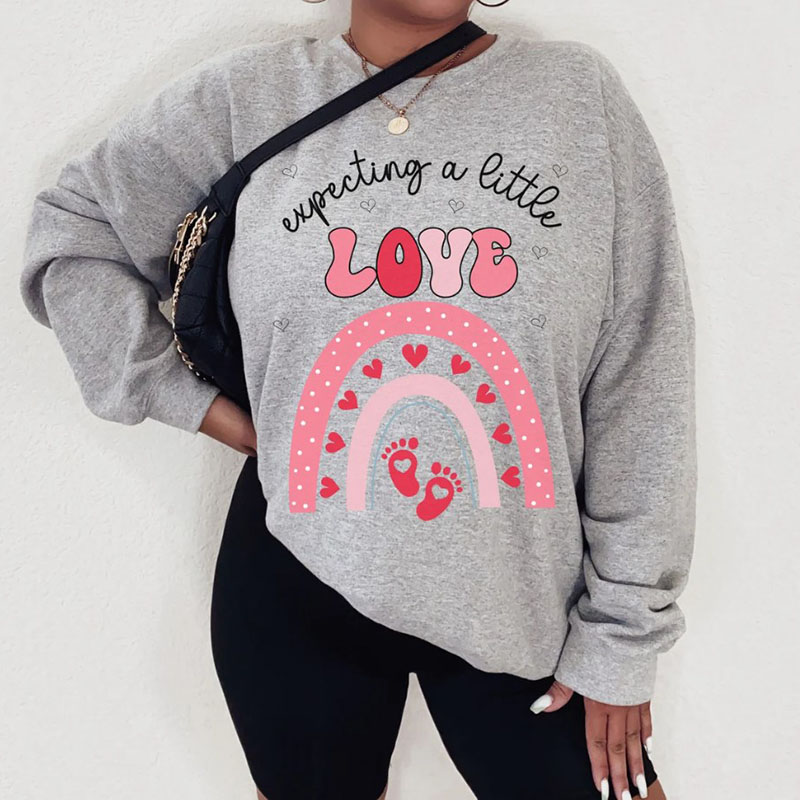 Valentines Day Pregnancy Announcement Mama est 2024 Crewneck Sweatshirt