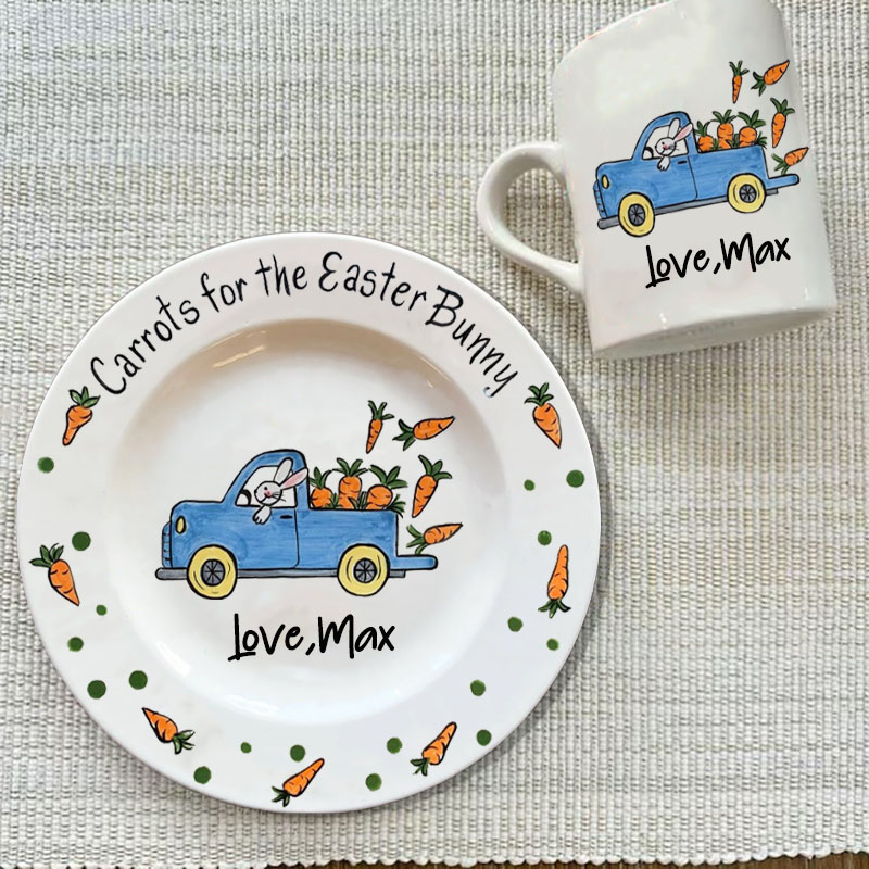 Carrots for Easter Bunny Plate Truck Design Plate & Mug Easter Gift 