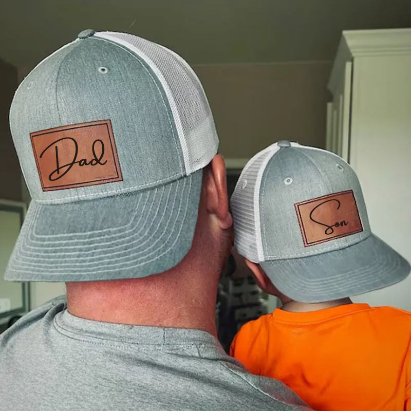 Dad and Son Engraved Name Baseball Cap Father'day Mesh hat