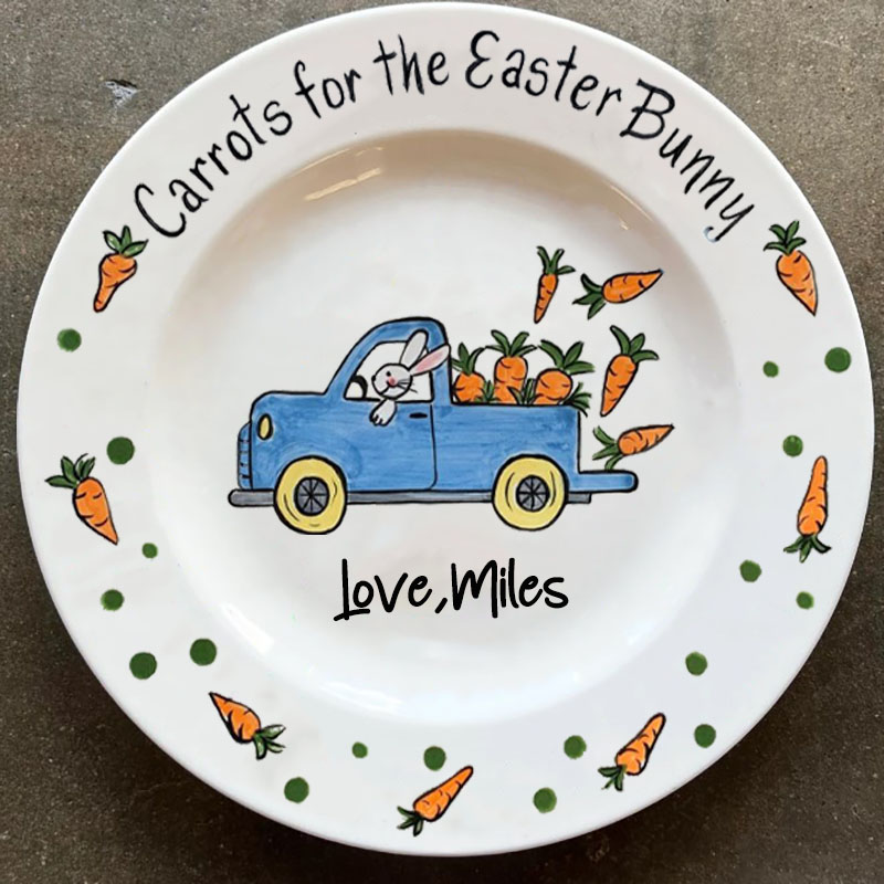 Carrots for Easter Bunny Plate Truck Design Plate & Mug Easter Gift 