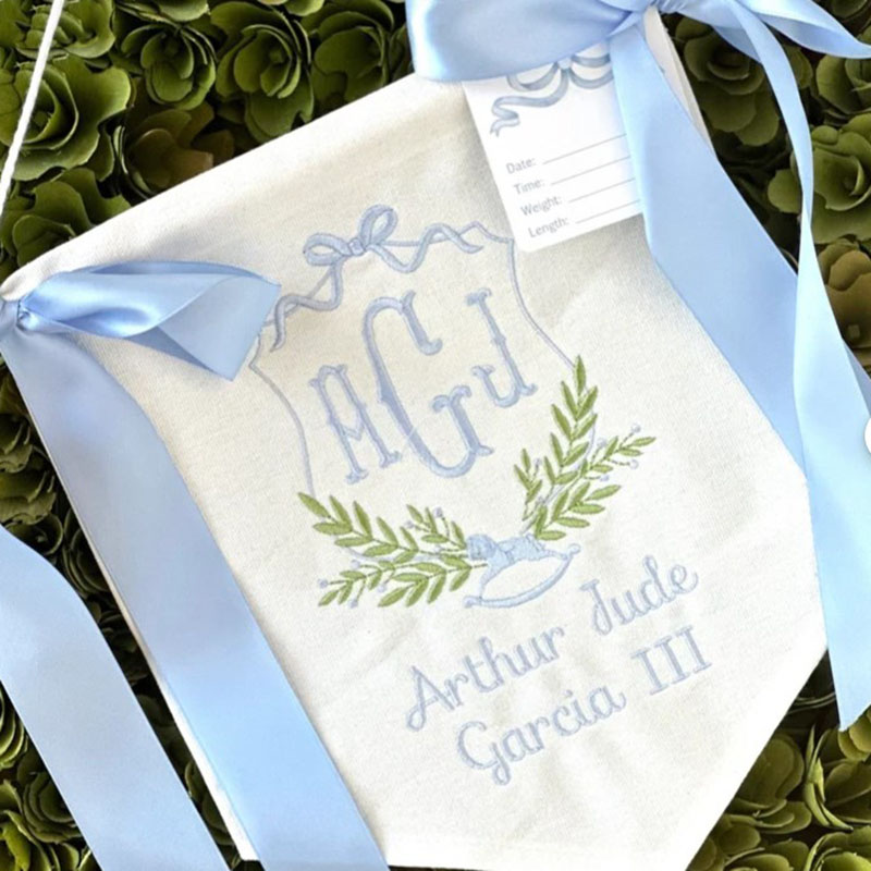 Custom Baby Banner with Floral Welcome Banner