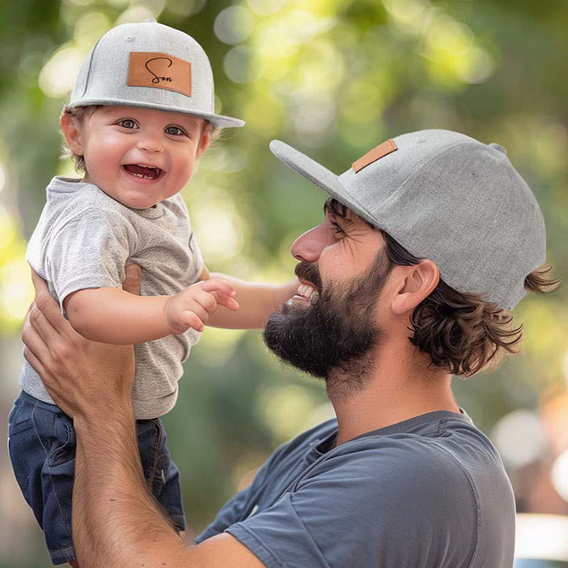 Dad and Son Engraved Name Baseball Cap Father'day Mesh hat