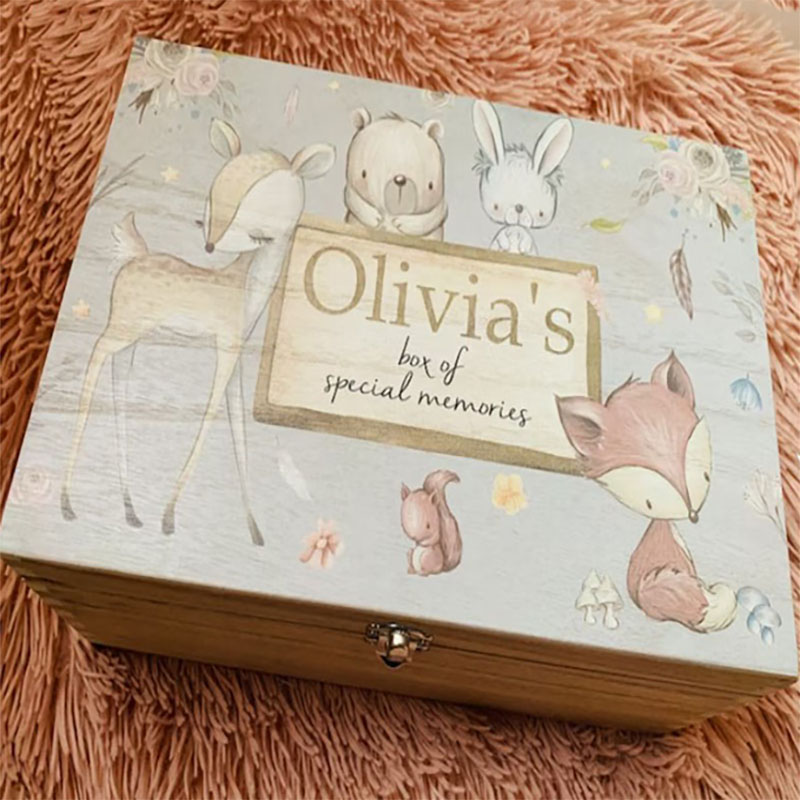 Personalised Safari Animals Keepsake Box Perfect Xmas gift