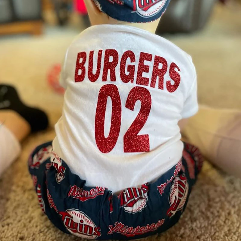 Red Baseball Number Bodysuit Sister Baby Bodysuit