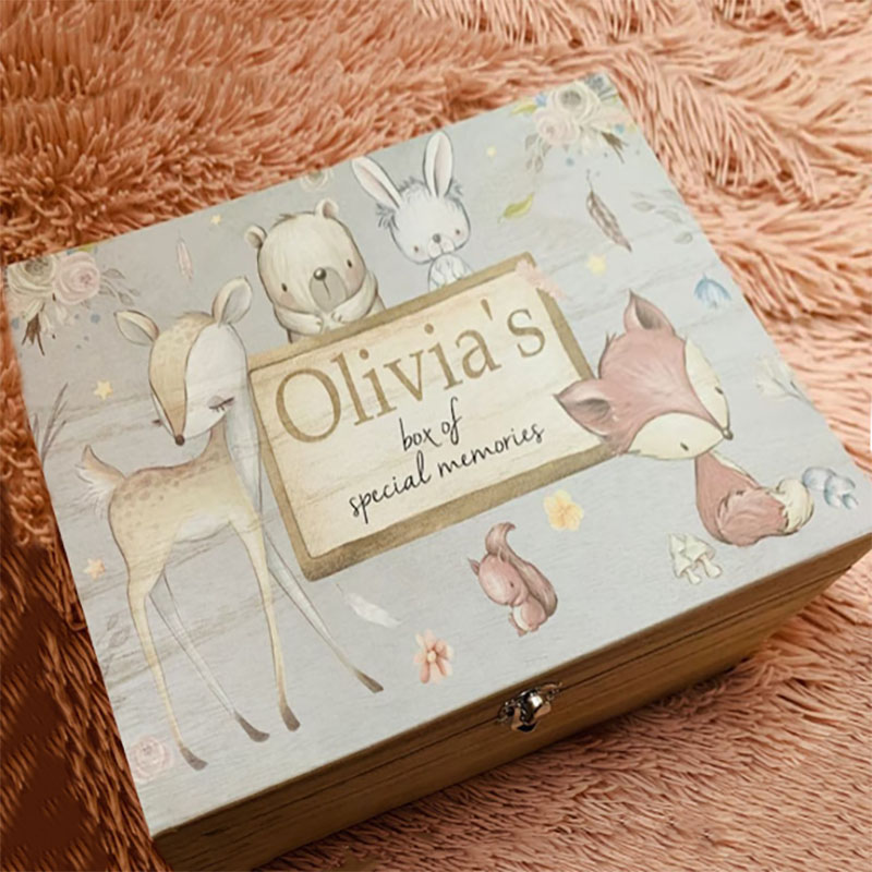Personalised Safari Animals Keepsake Box Perfect Xmas gift