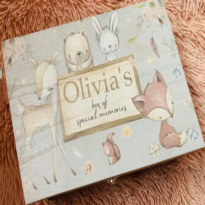 Personalised Safari Animals Keepsake Box Perfect Xmas gift