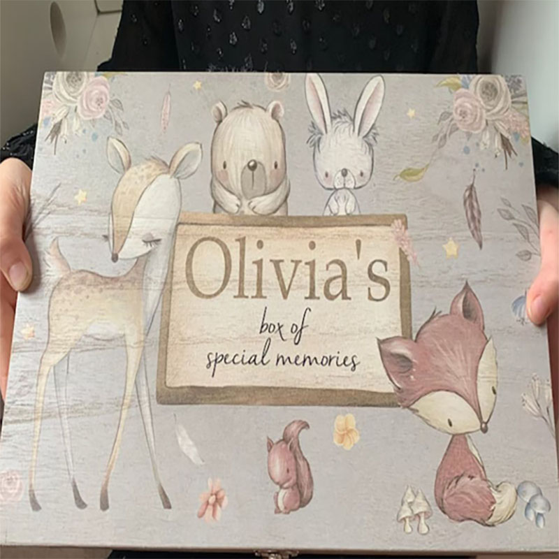 Personalised Safari Animals Keepsake Box Perfect Xmas gift