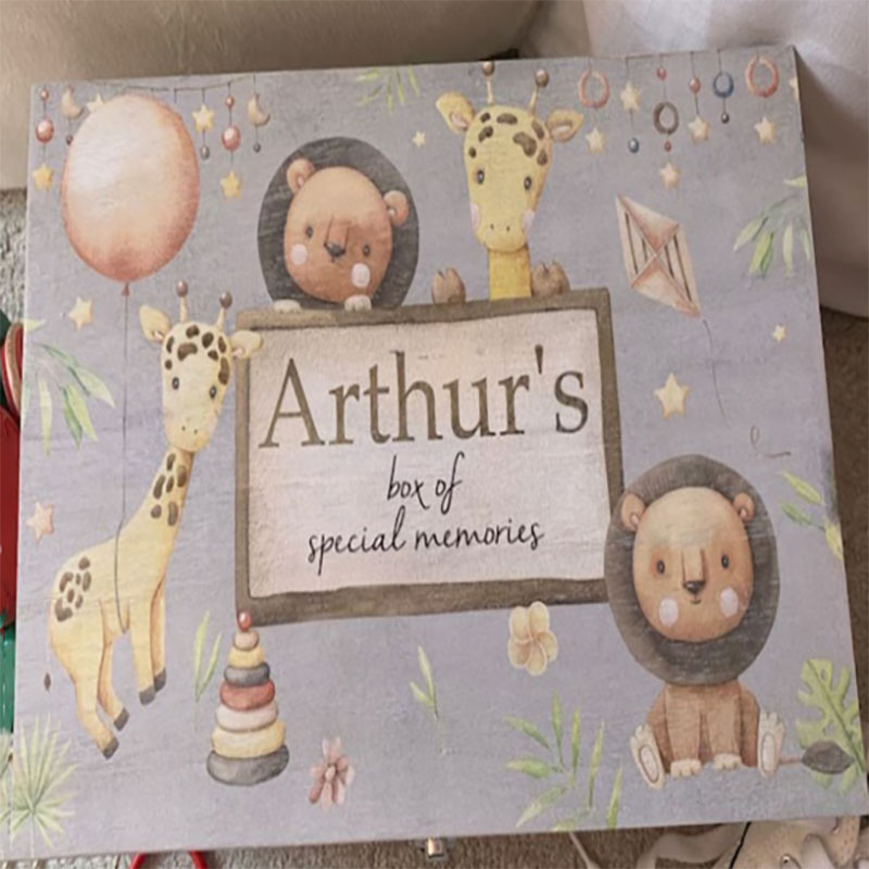 Personalised Safari Animals Keepsake Box Perfect Xmas gift
