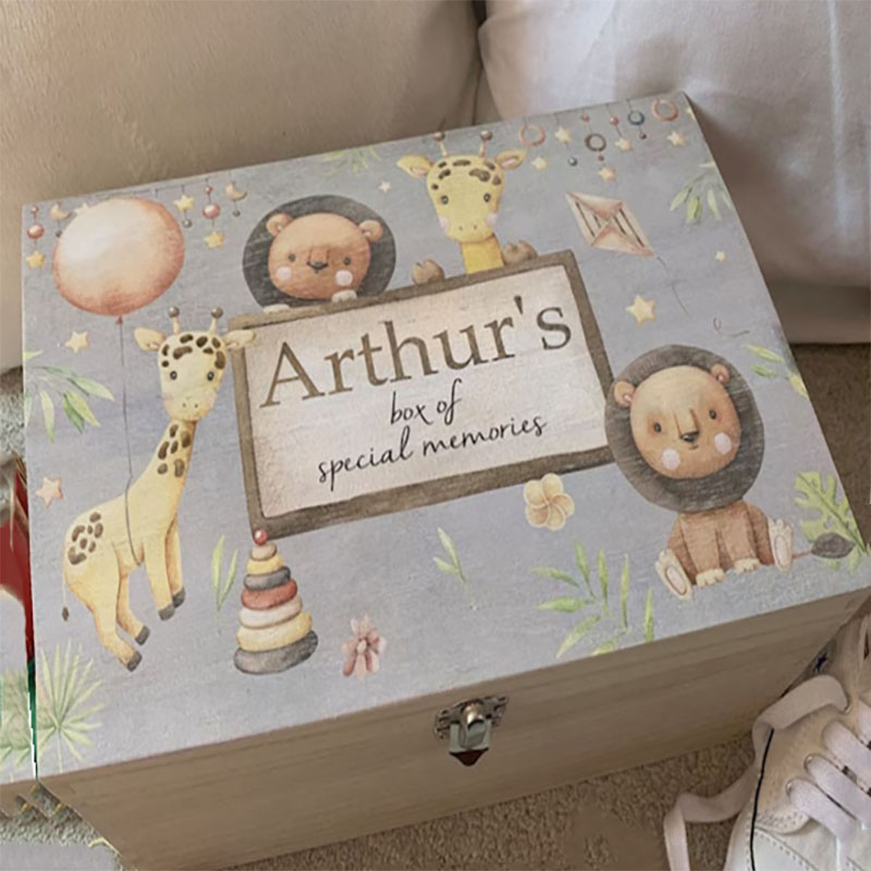 Personalised Safari Animals Keepsake Box Perfect Xmas gift