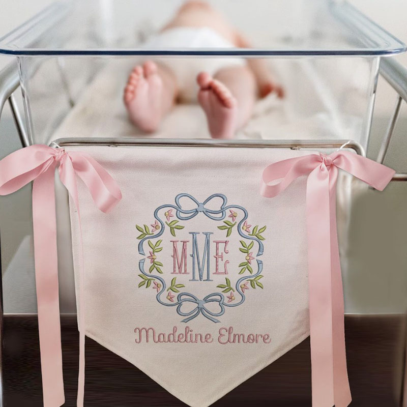 Personalized Baby Banner Ribbon Welcome Banner with bows