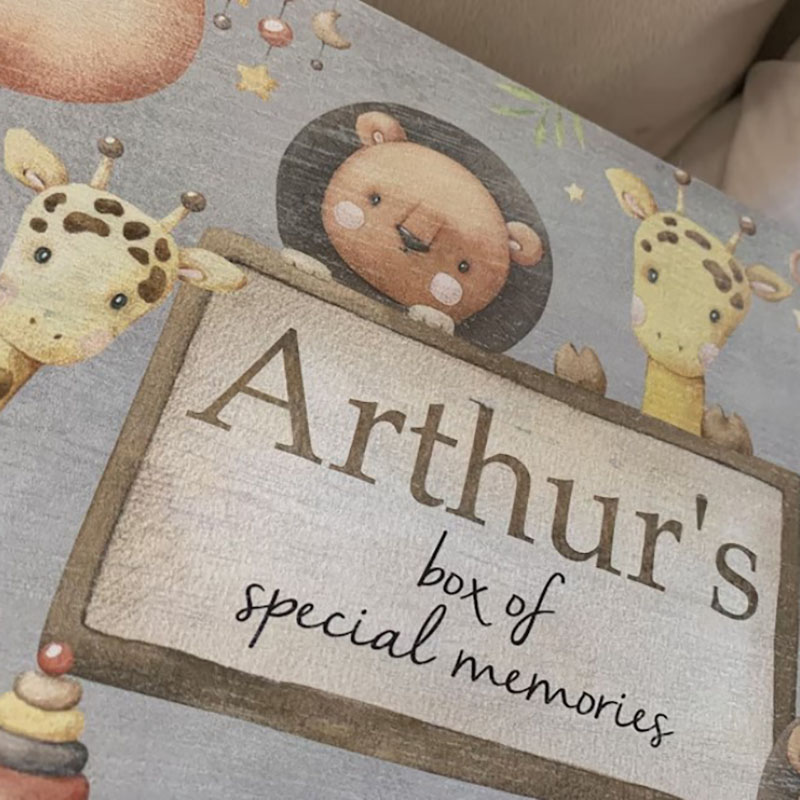Personalised Safari Animals Keepsake Box Perfect Xmas gift