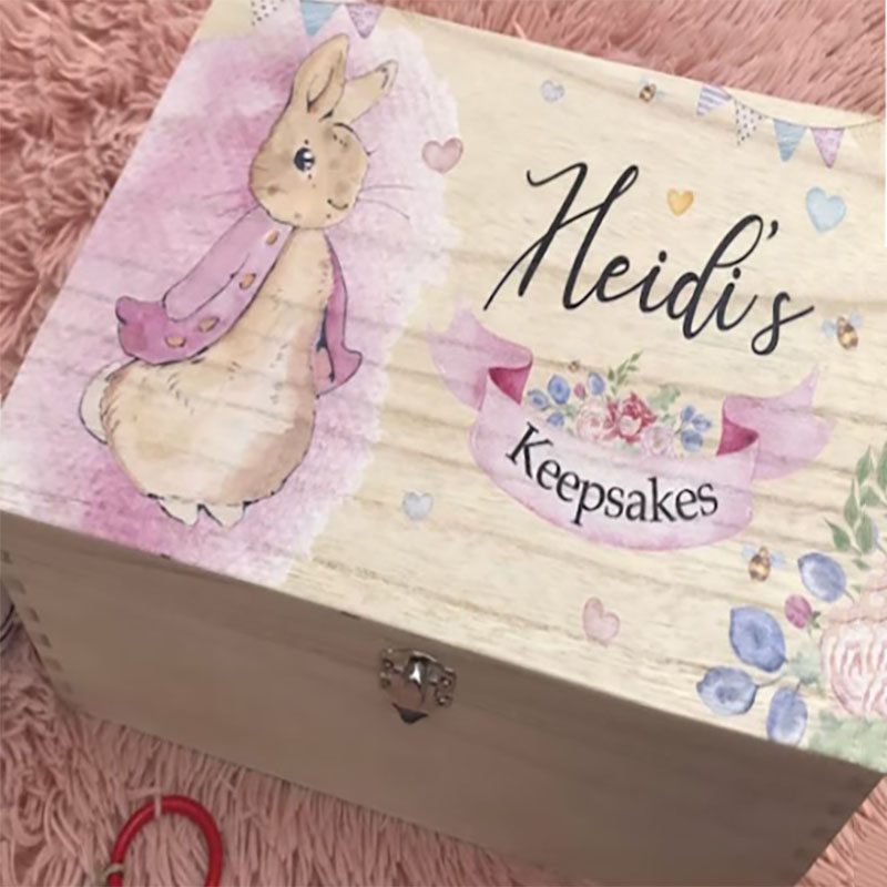 Pink Blue Bunny Personalised Keepsake Box Perfect Xmas gift