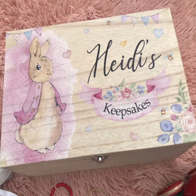 Pink Blue Bunny Personalised Keepsake Box Perfect Xmas gift