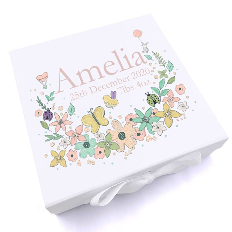 Personalised Baby Girl Flower Design Easter Gift Box