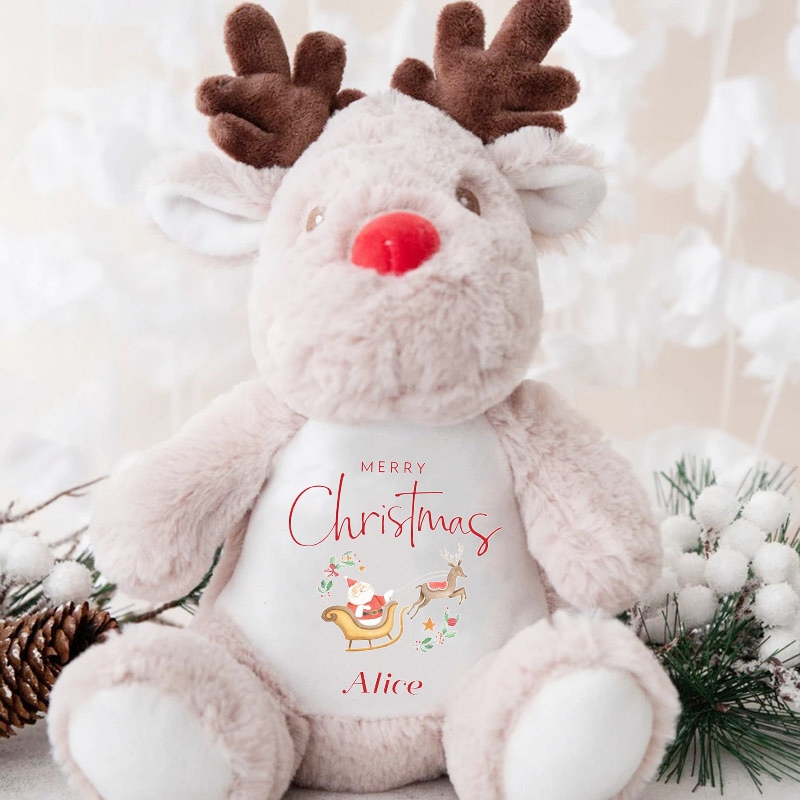 Merry Christmas Santa's Sleigh Luxury Pattern Reindeer Toy Christmas Eve Gifts