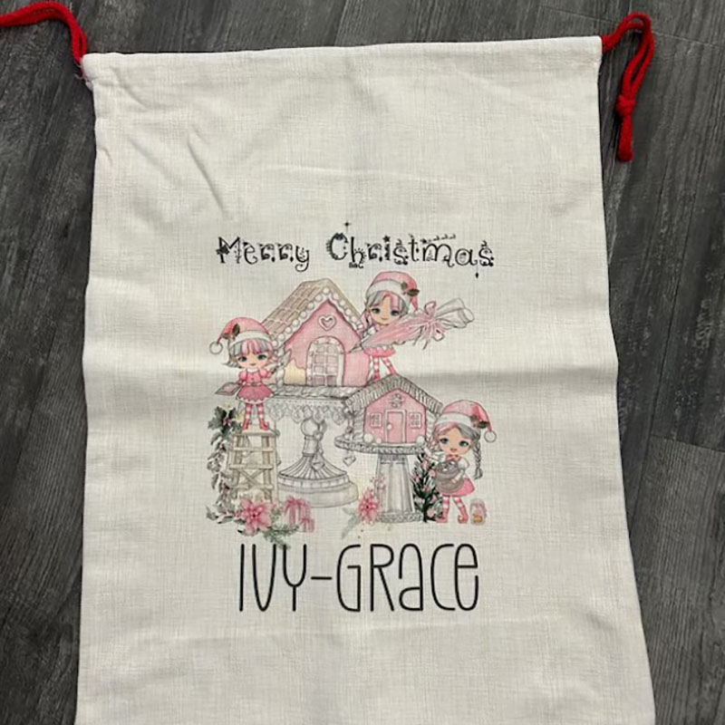 Custom Christmas Sack Girls Christmas Bag Ginger Bread House Christmas Sack