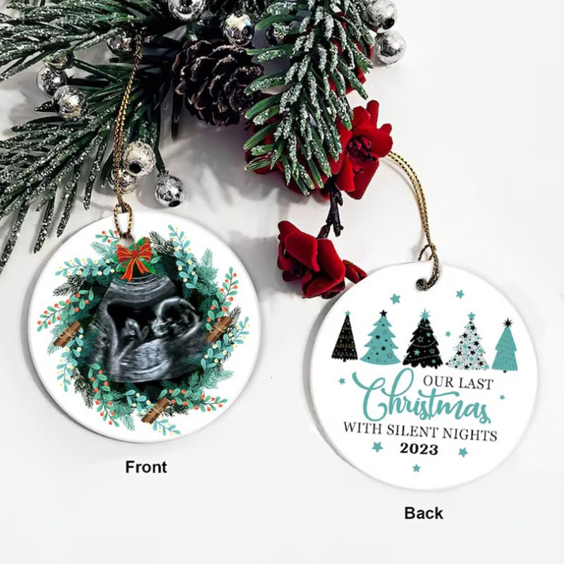 Pregnancy Reveal Christmas Ornament Our Last Christmas with Silent Nights