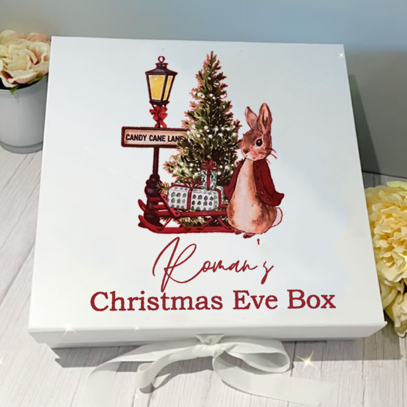 Candy Cane Lane Rabbit Personalised Christmas Eve Box