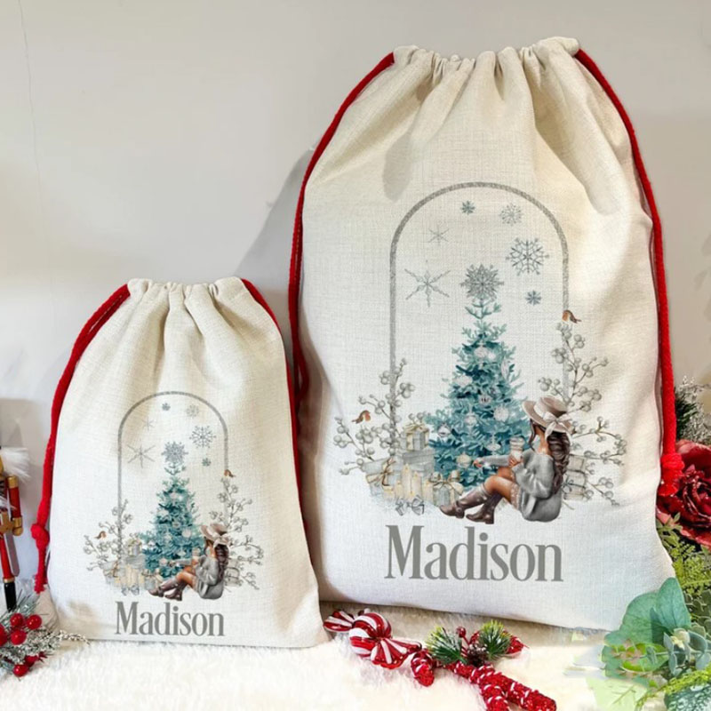 Custom Christmas Sack Girls Christmas Bag Ginger Bread House Christmas Sack