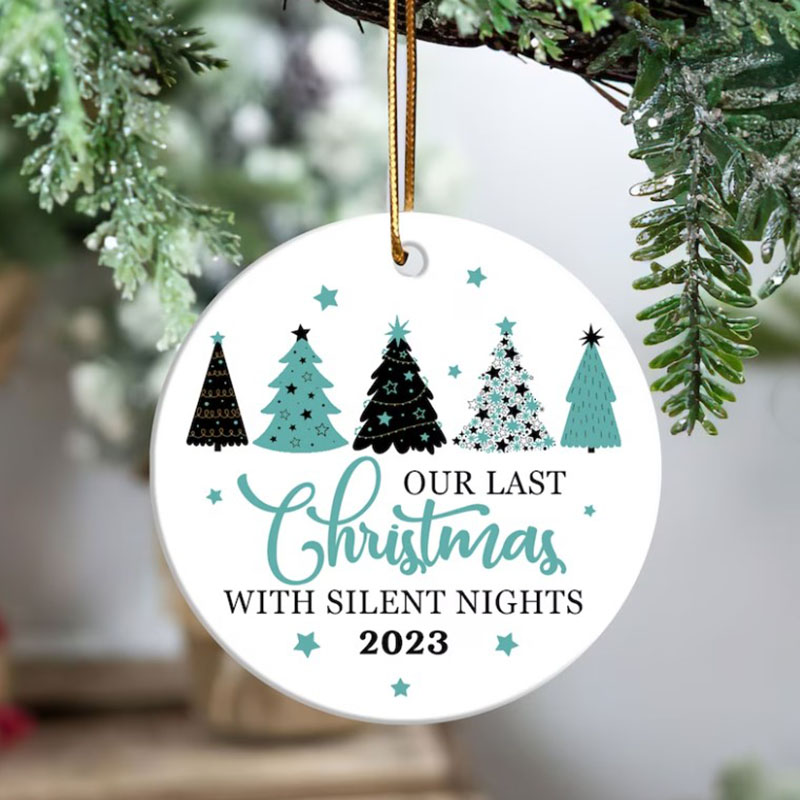 Pregnancy Reveal Christmas Ornament Our Last Christmas with Silent Nights