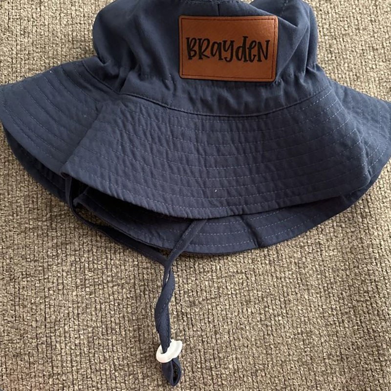 Bucket Sun Hat Daddy and Me Matching Leather Patch Hat