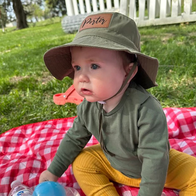 Bucket Sun Hat Daddy and Me Matching Leather Patch Hat