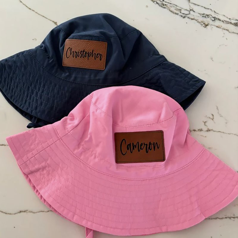 Bucket Sun Hat Daddy and Me Matching Leather Patch Hat