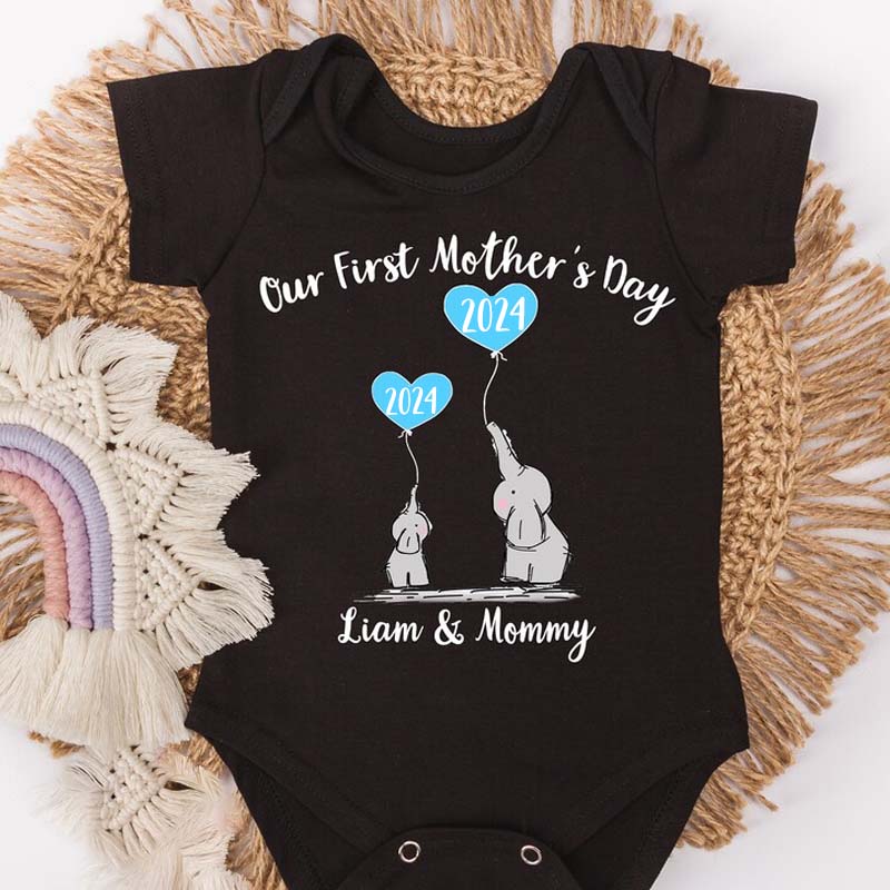 [Adult Tee]Custom Our First Mother's Day Mom And Baby Tee