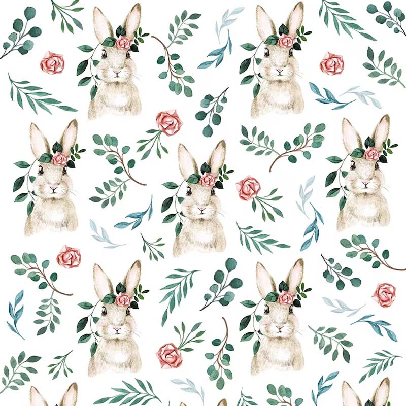 Watercolor Vintage Style Bunnies and Roses Wrapping Paper Roll Easter Gift Wrap