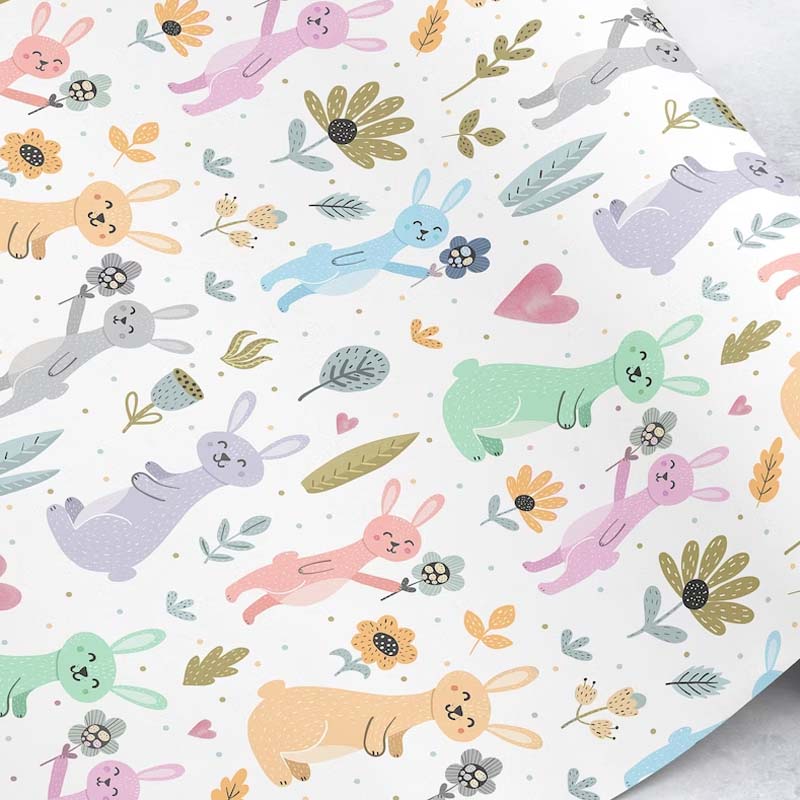 Pastel Easter Wrapping Paper Roll Rabbits children's wrapping paper