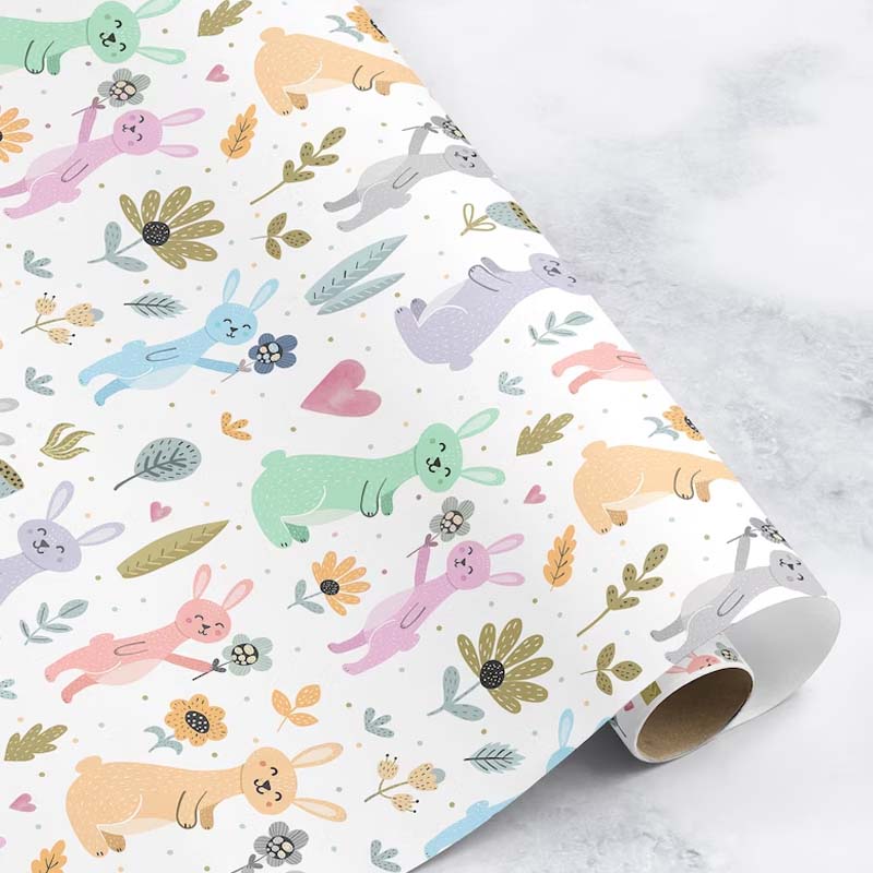Pastel Easter Wrapping Paper Roll Rabbits children's wrapping paper