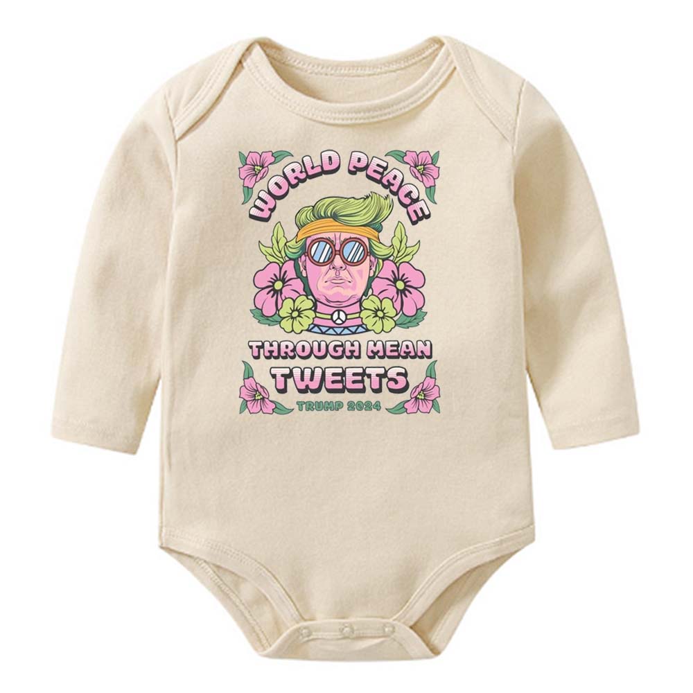 [Baby Onesie & Kids Tee]Comfort Colors Mean Tweets World Peace