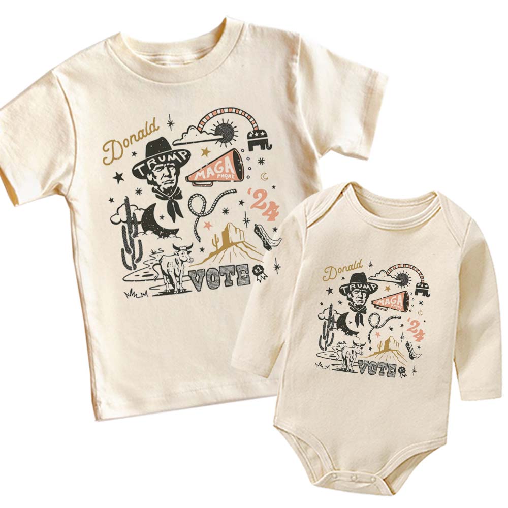 [Baby Onesie & Kids Tee]Cowboy Lets Go 2024 Comfort Colors Shirt