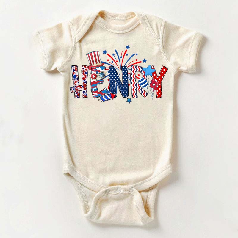 [Baby Bodysuit]Custom Name 4th Of Toddler Shirt