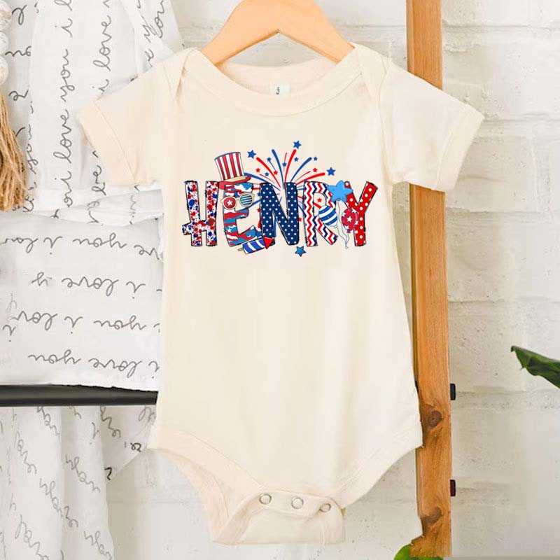 [Baby Bodysuit]Custom Name 4th Of Toddler Shirt